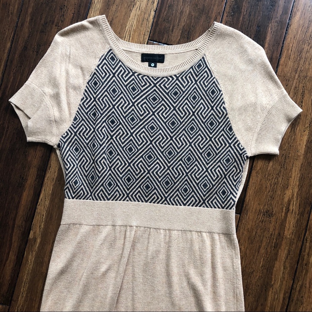 Tan Short Sleeve Sweater Dress